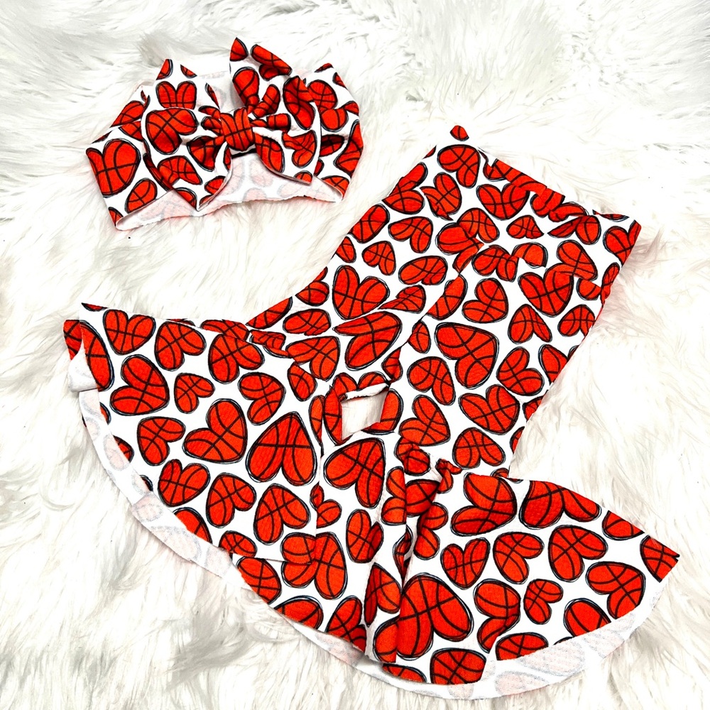 Baby orange basketball heart set
